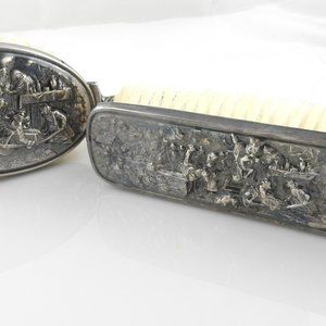 Vintage Hans Jensen Danish Silver Plated Brush Set #8199